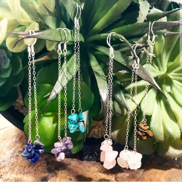 Sterling Silver Gemstone Earrings - Picture 2 of 2